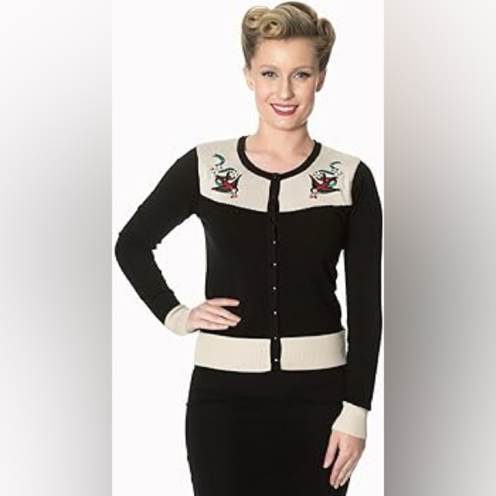 Dancing Days by Banned Embroidered Swallow Cardigan - Rockabilly Retro